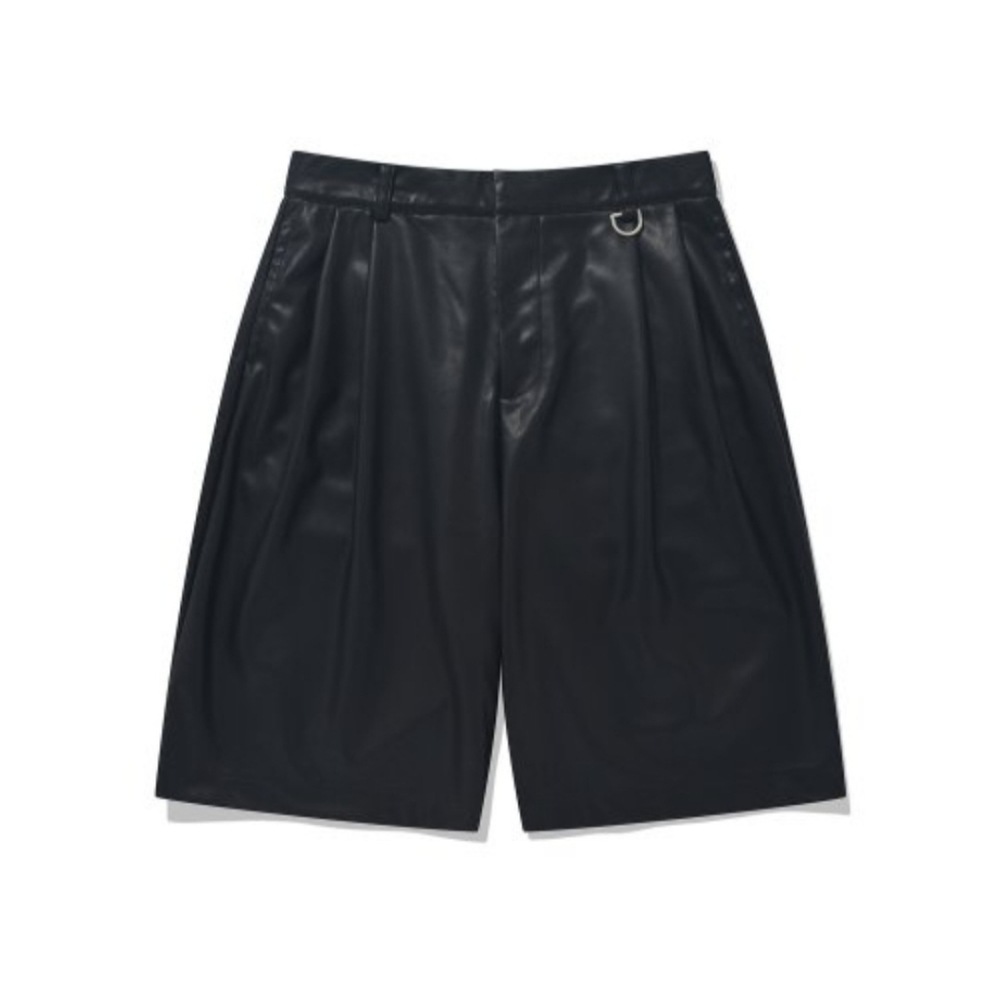 FALLETT Vegan Leather Easy Bermuda Shorts Black